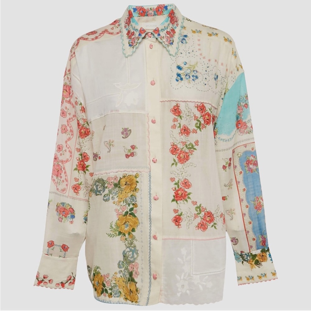 Zimmermann Floral Patchwork Button-Up Shirt
